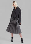 Wednesday Belted Pleated Skirt - Dark Grey Melange