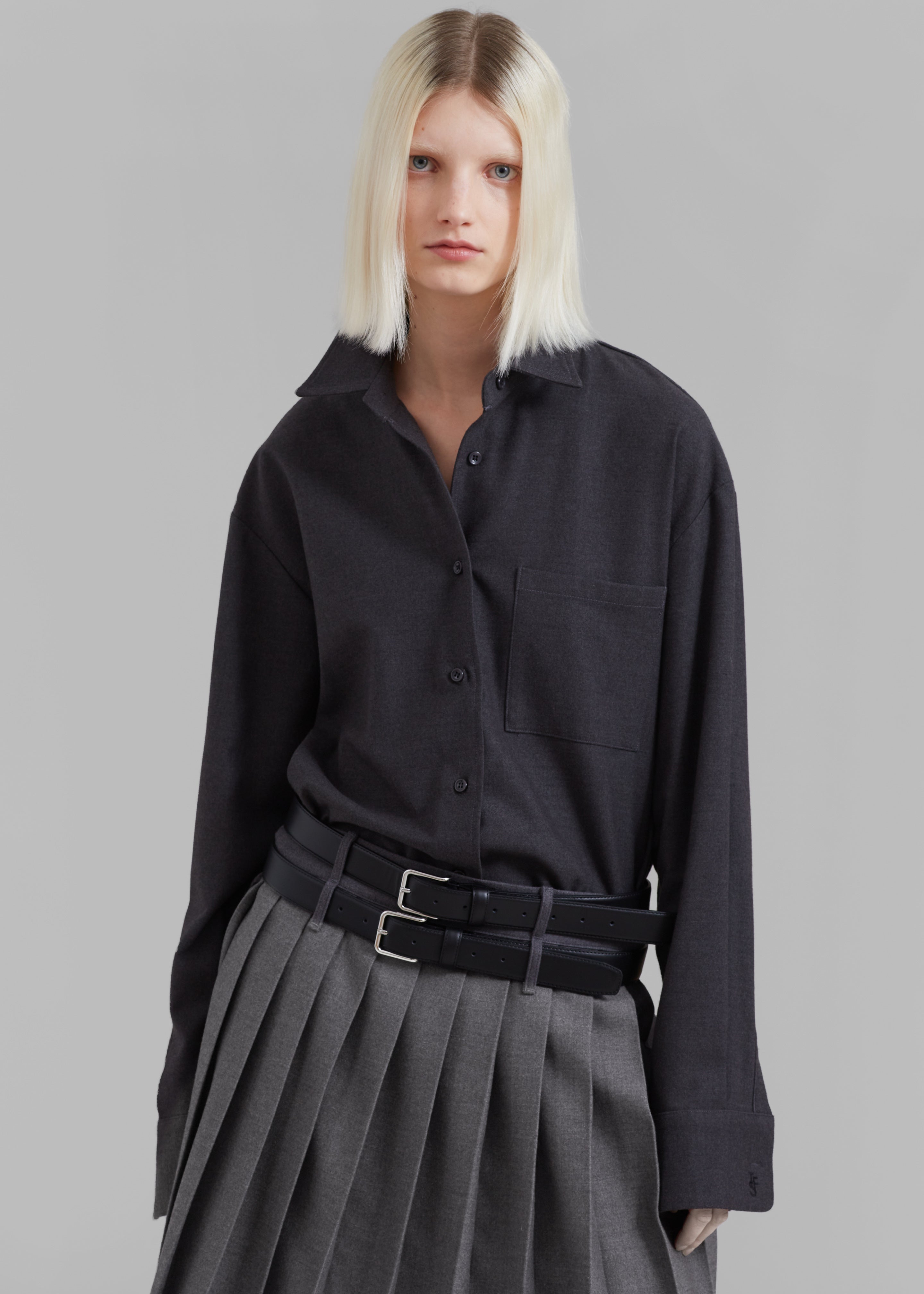 Dark grey shop pleated skirt