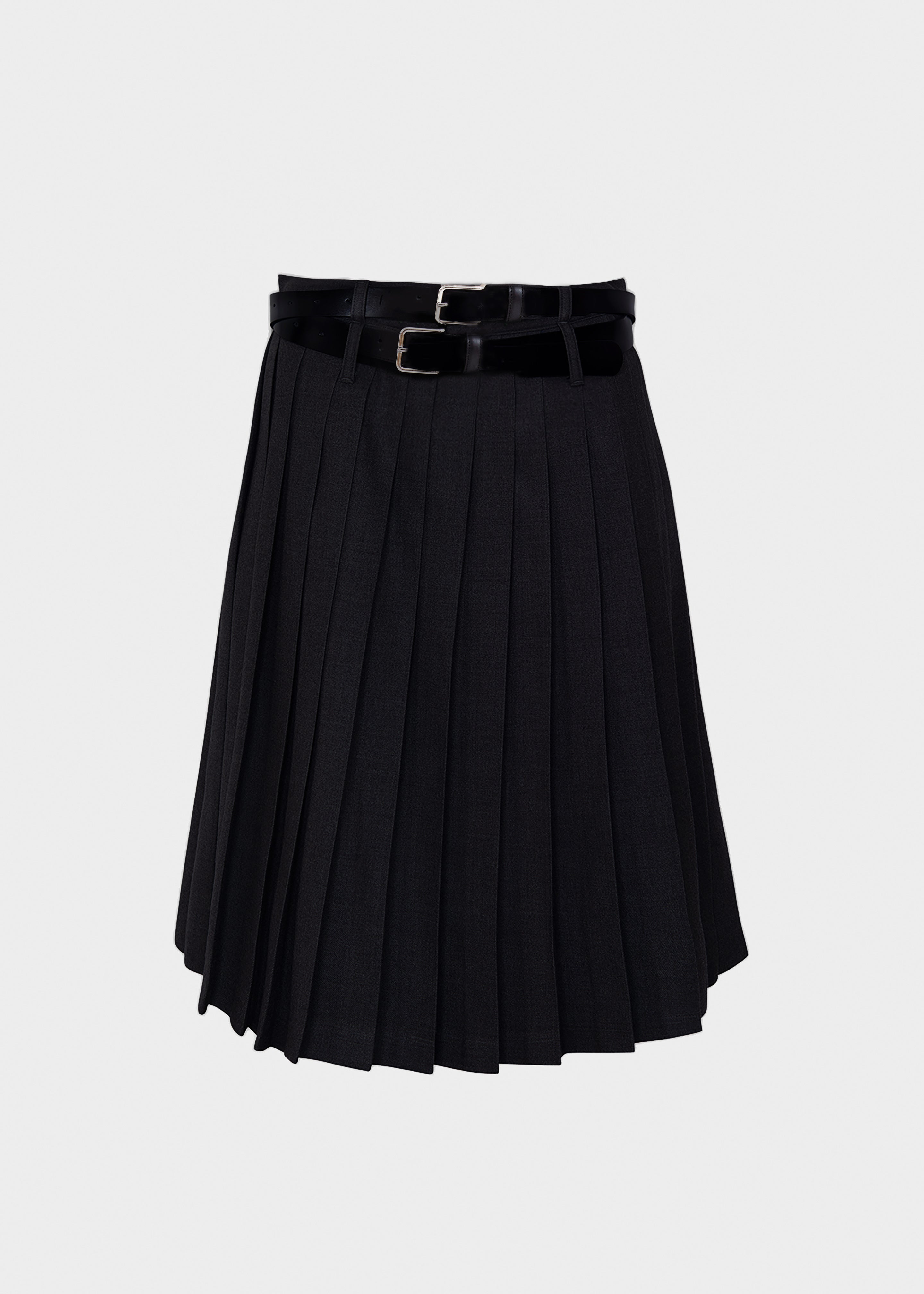 Wednesday Belted Pleated Skirt - Black