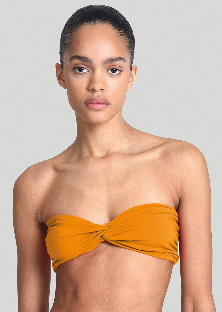 Orange cheap strapless bikini