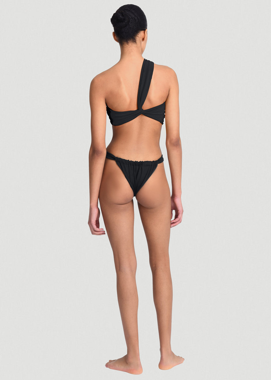Aexae Ruched Swimsuit Bottoms - Black - 3