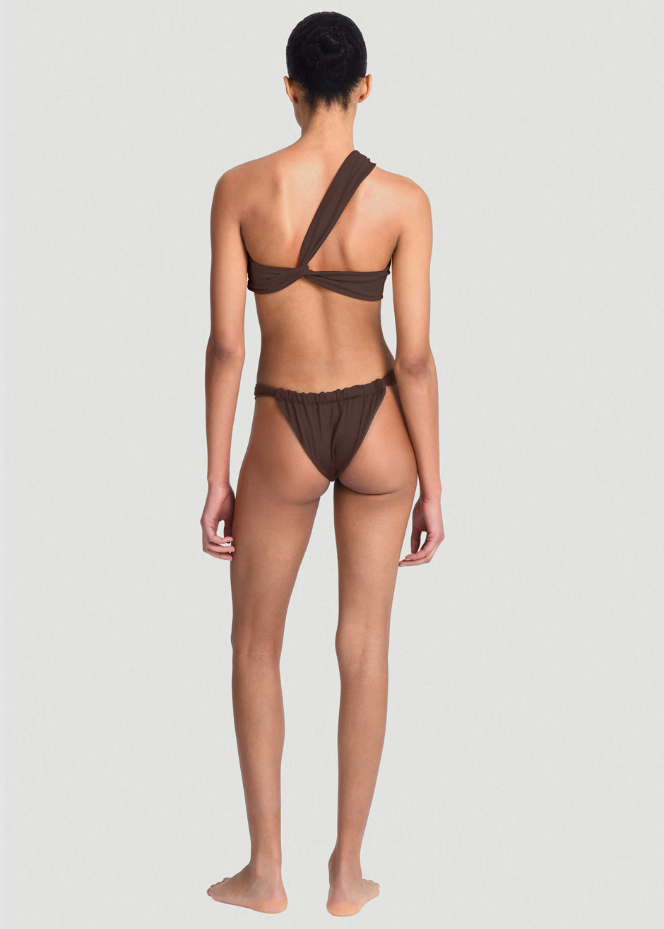 Aexae Ruched Swimsuit Bottoms - Brown - 9