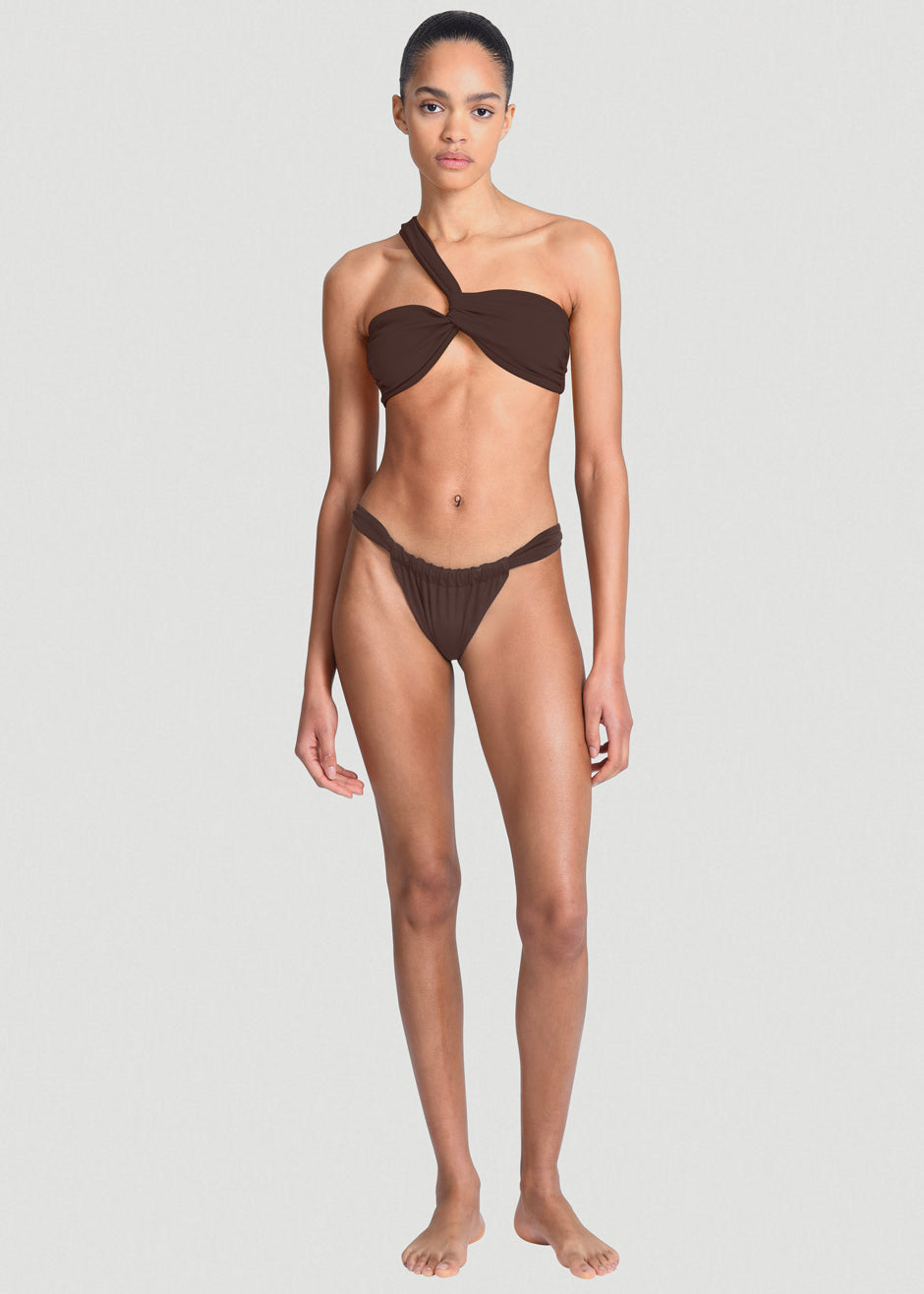 Aexae Ruched Swimsuit Bottoms - Brown - 5