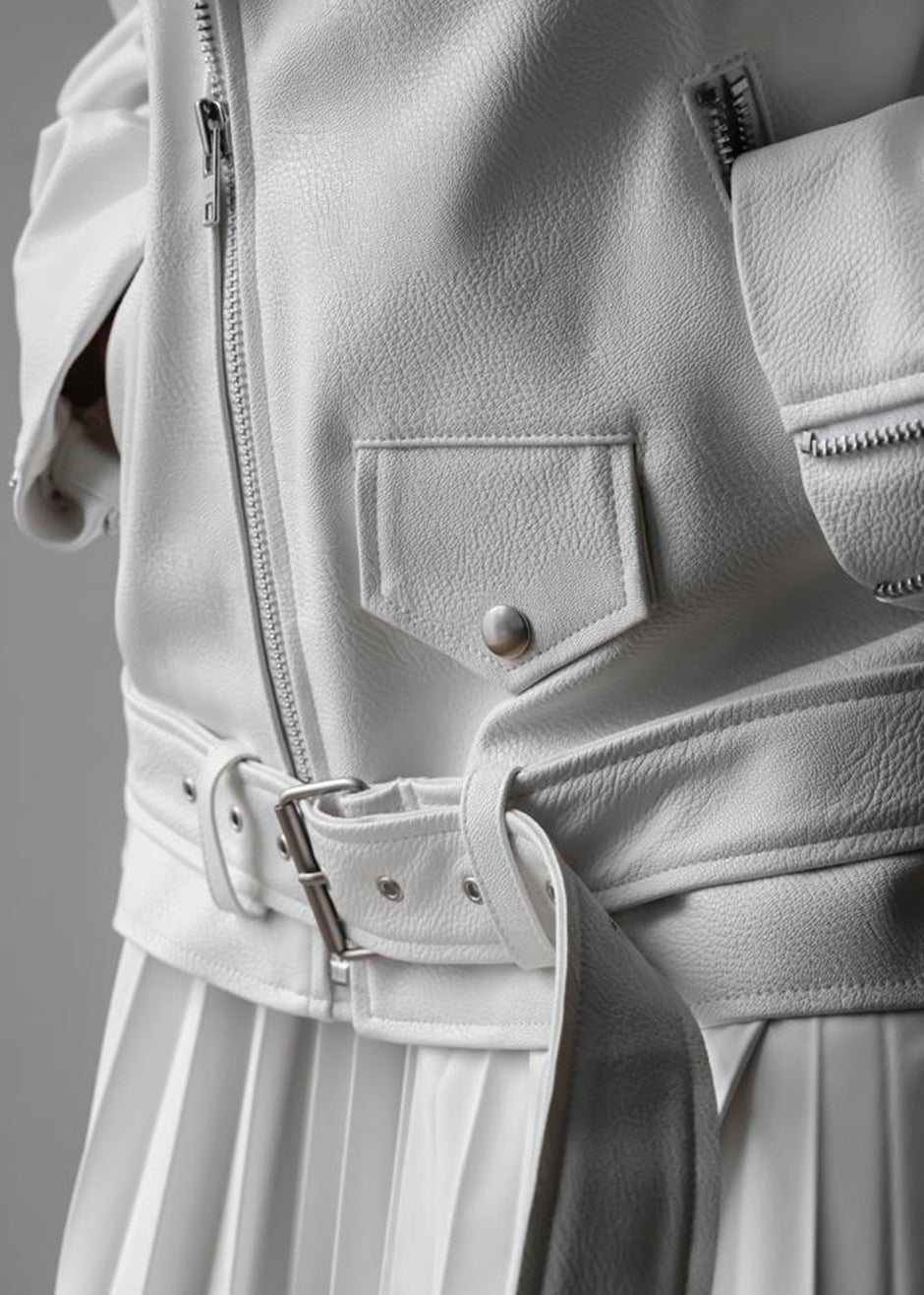 Aria Faux Leather Jacket - White - 8