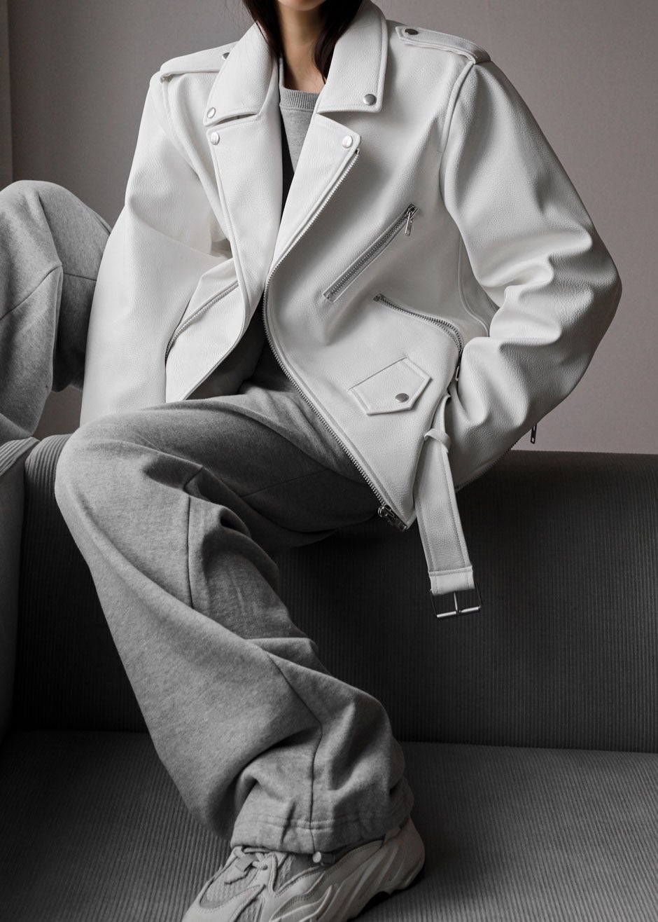 Aria Faux Leather Jacket - White