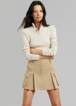 Audrey Cargo Pleated Miniskirt - Tan Skirt The Frankie Shop 