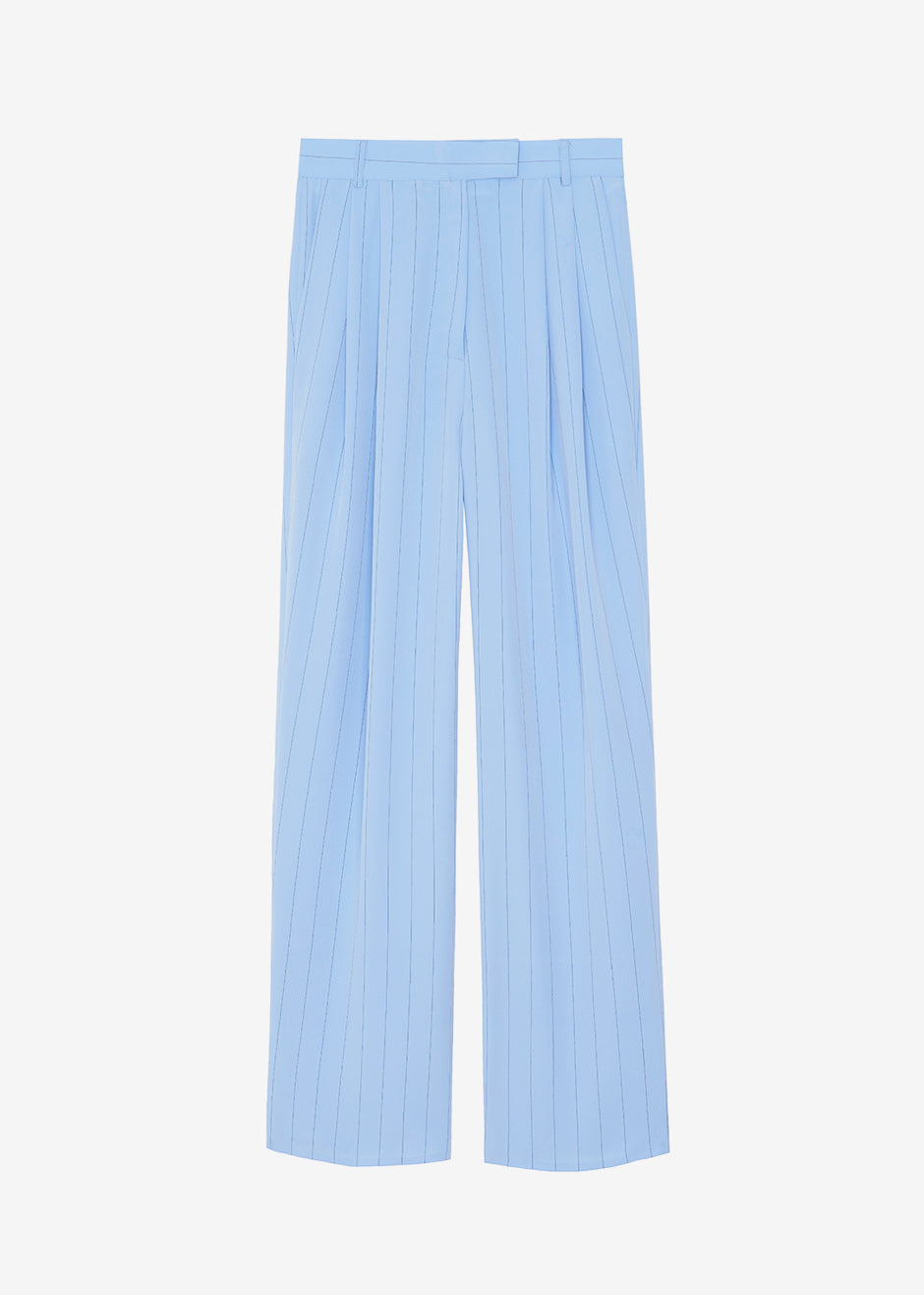 Bea Fluid Stripe Suit Pants - Powder Blue - 9