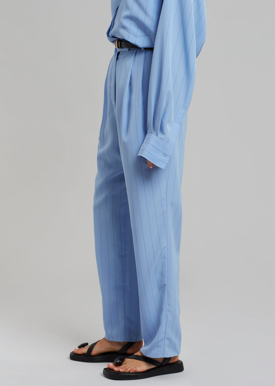 Bea Fluid Stripe Suit Pants - Powder Blue - 6