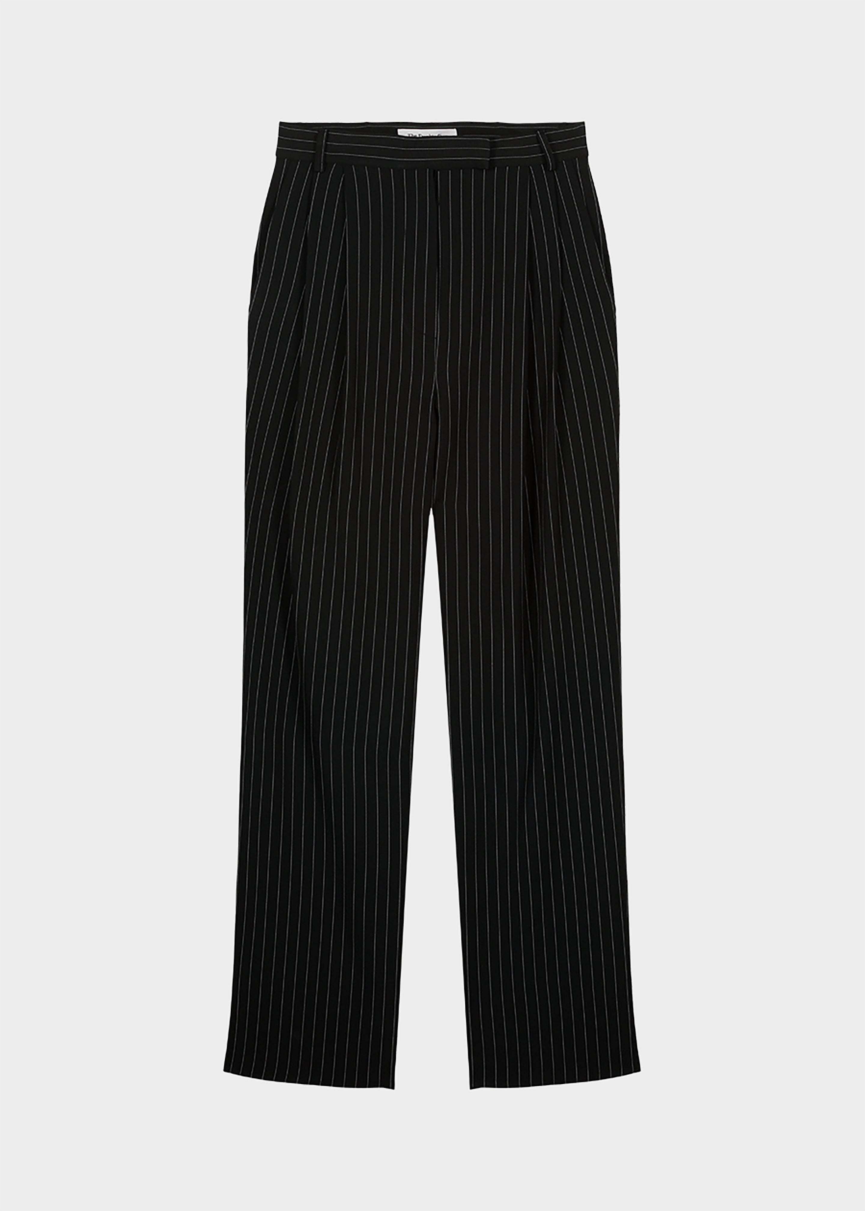 Bea Fluid Pinstripe Suit Pants - Black/White - 8