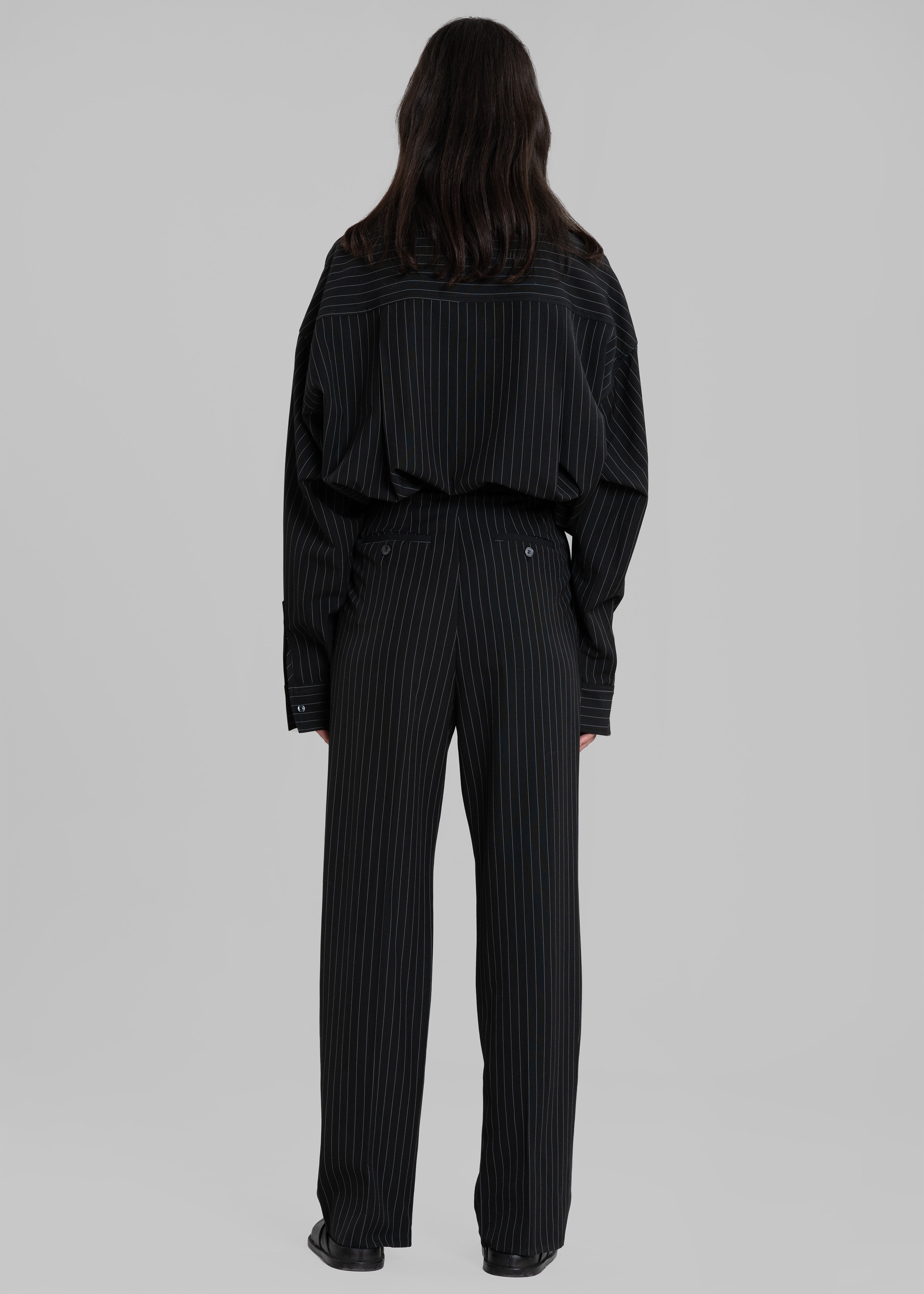 Bea Fluid Pinstripe Suit Pants - Black/White - 7