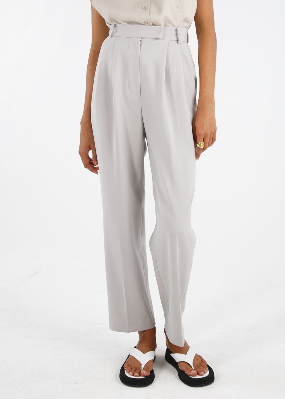 Bea Pleated Suit Pants - Grey - 10
