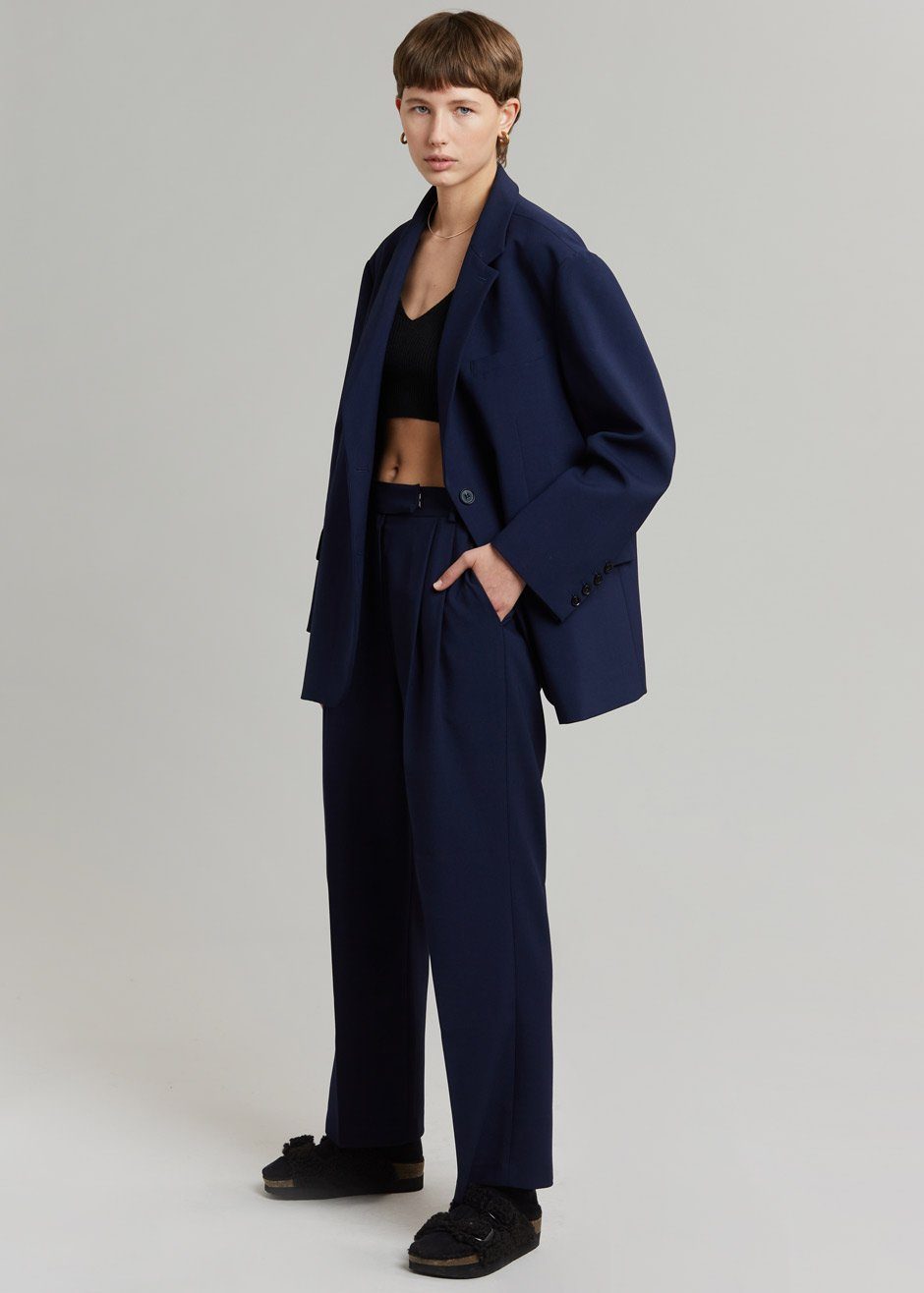 Bea Pleated Suit Pants - Midnight Blue