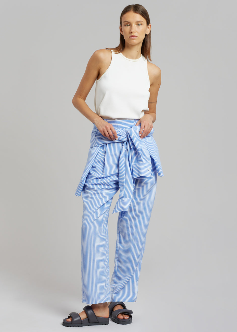 Bea Stripe Suit Pants - White/Light Blue – The Frankie Shop