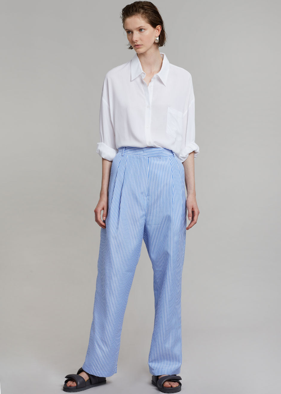 Bea Stripe Suit Pants - White/Light Blue – The Frankie Shop