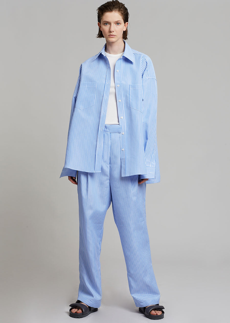 Bea Stripe Suit Pants - White/Light Blue – The Frankie Shop