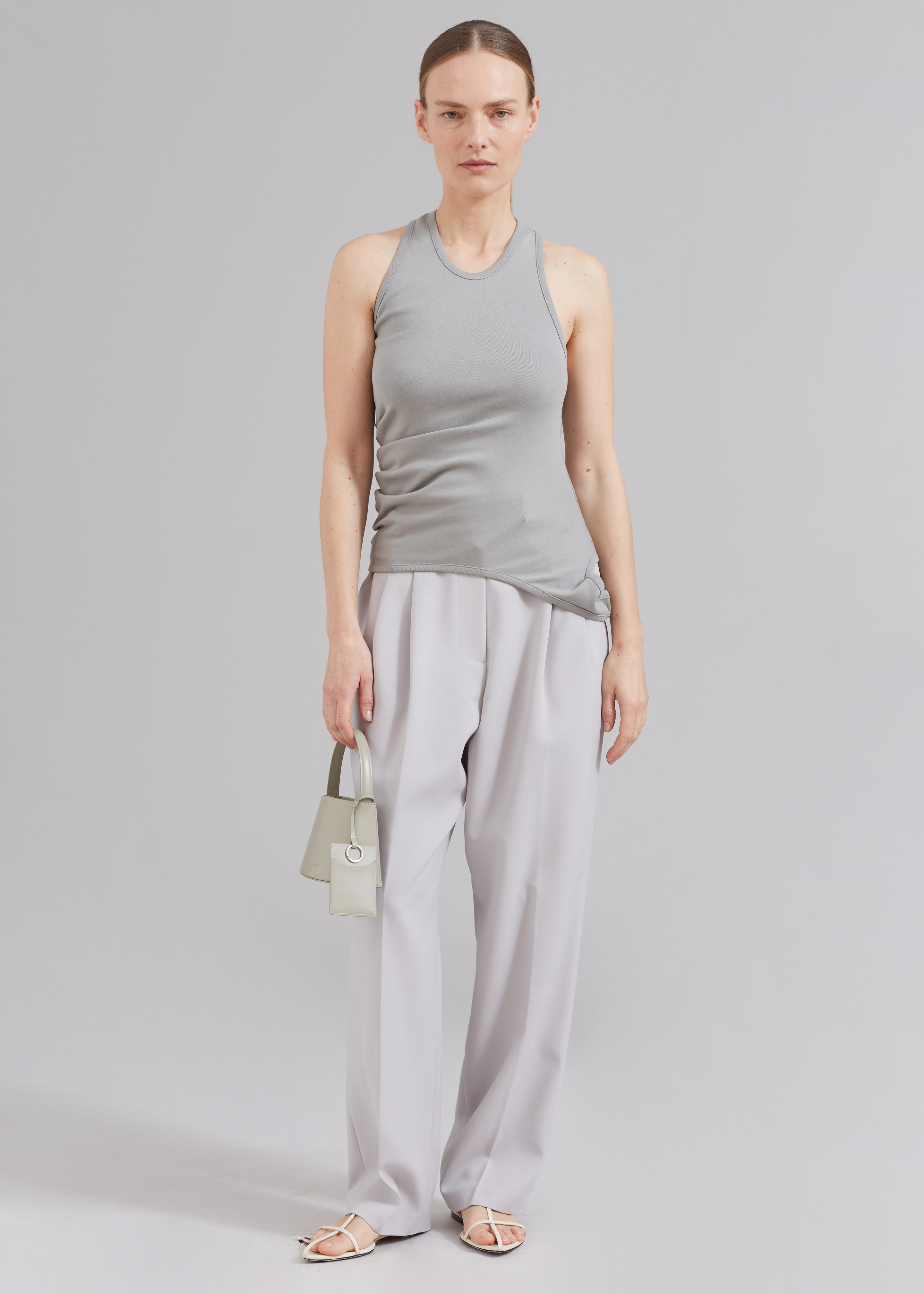 Bea Pleated Suit Pants - Grey