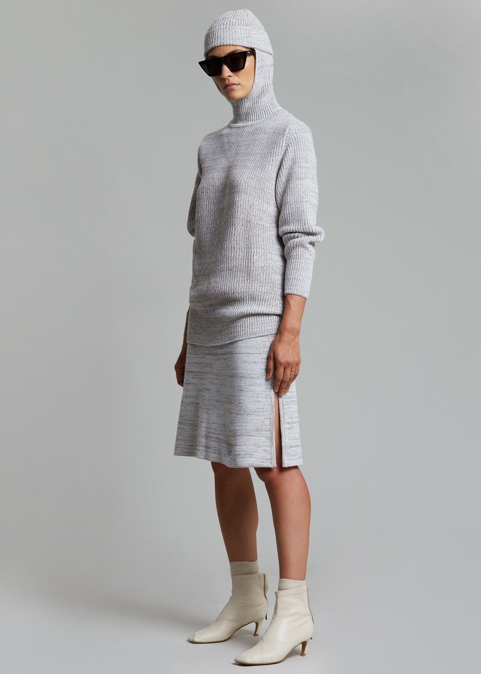 Bevza Knitted Skirt - Light Beige Melange - 3