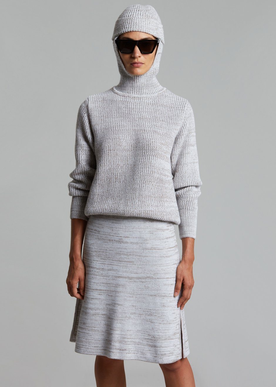 Bevza Knitted Skirt - Light Beige Melange - 1