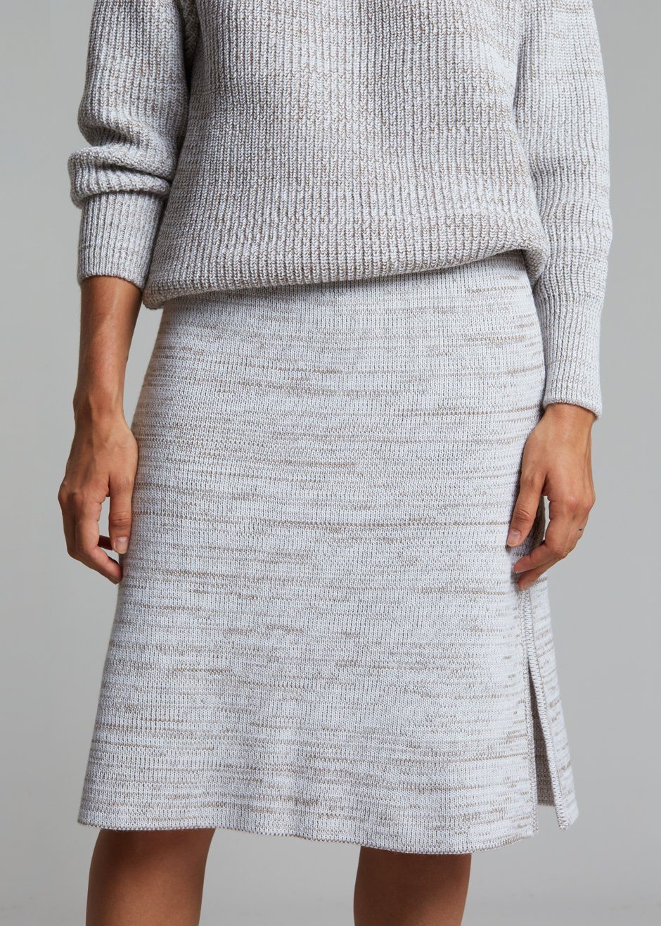 Bevza Knitted Skirt - Light Beige Melange - 4