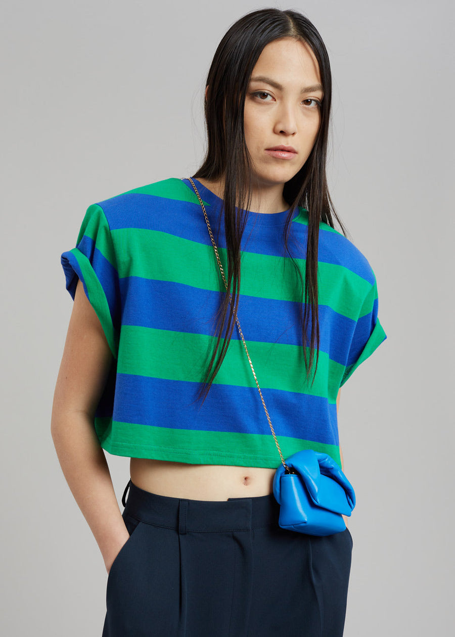 Caco Padded Cropped Tee - Navy/Green - 5