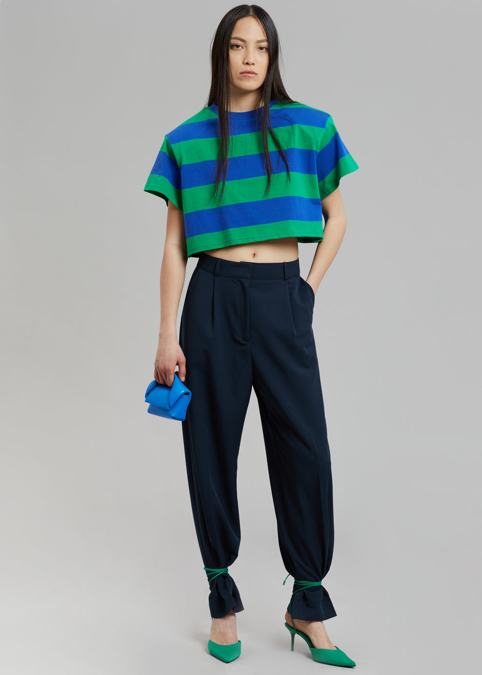 Caco Padded Cropped Tee - Navy/Green - 1