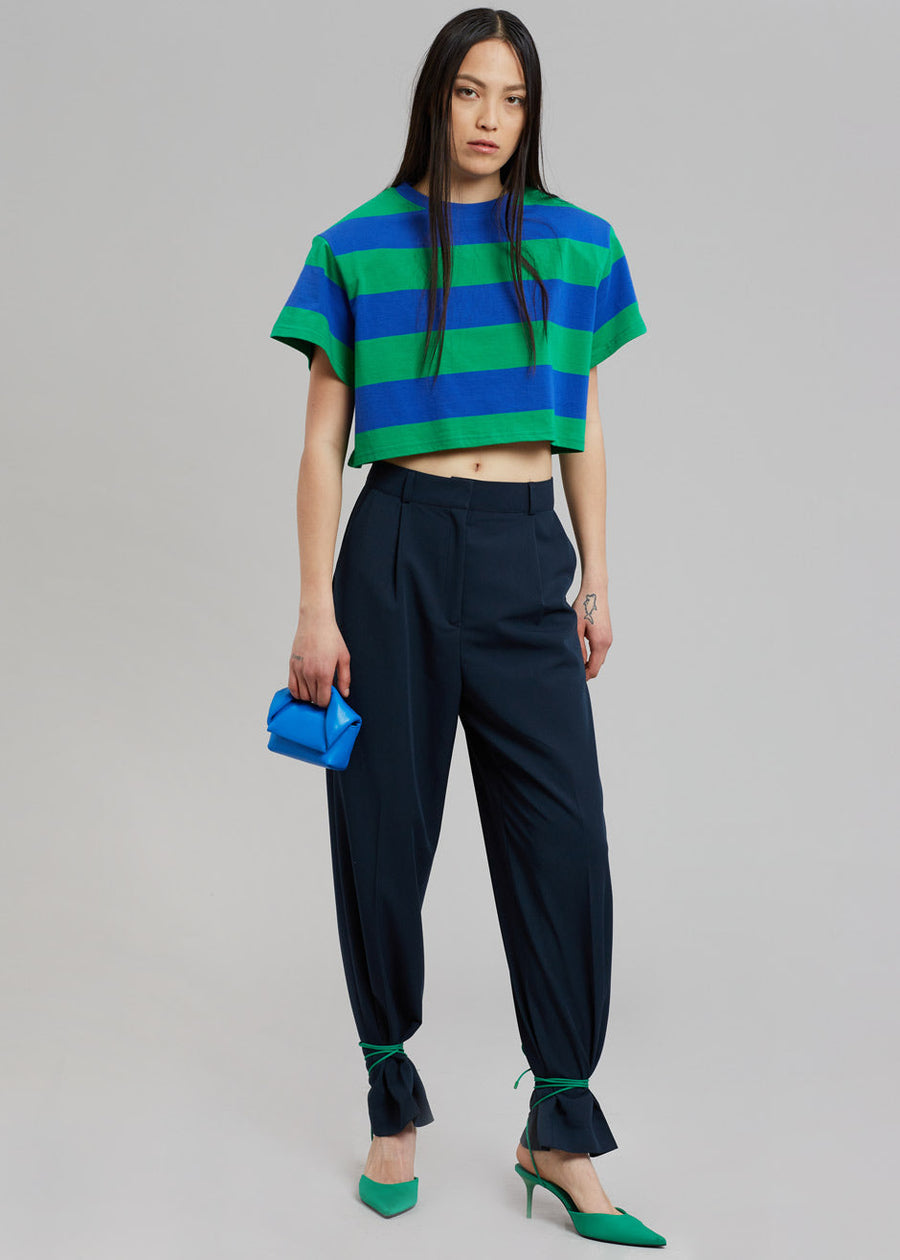 Caco Padded Cropped Tee - Navy/Green - 7