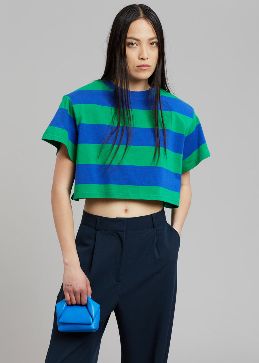 Caco Padded Cropped Tee - Navy/Green - 8
