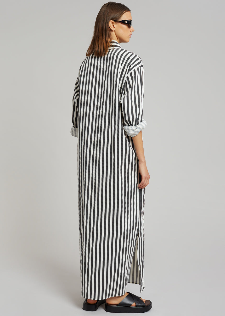 Cala Shirt Dress - Black Stripe - 5