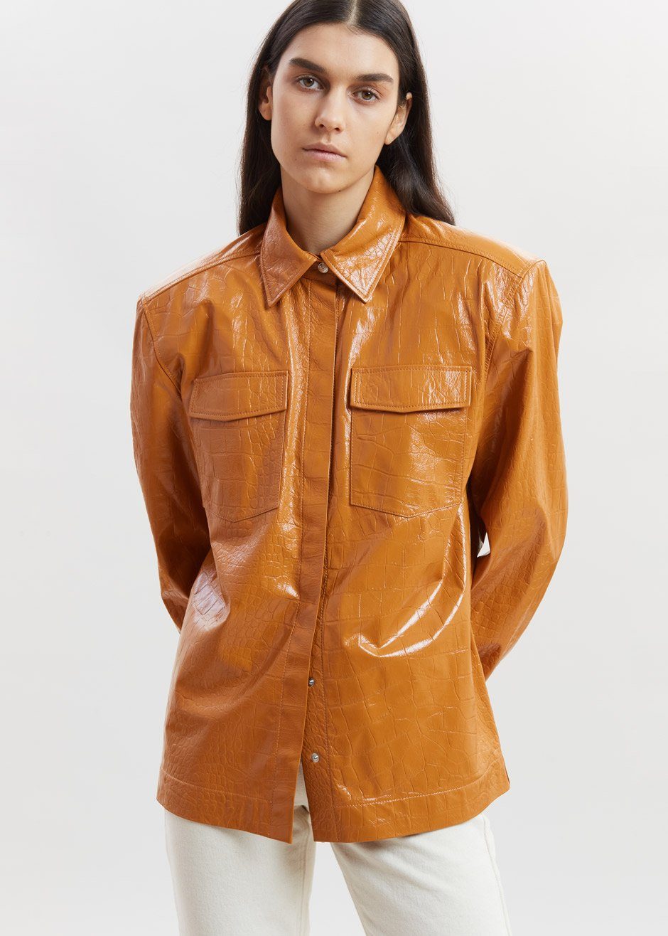 REMAIN Carina Leather Shirt - Topaz
