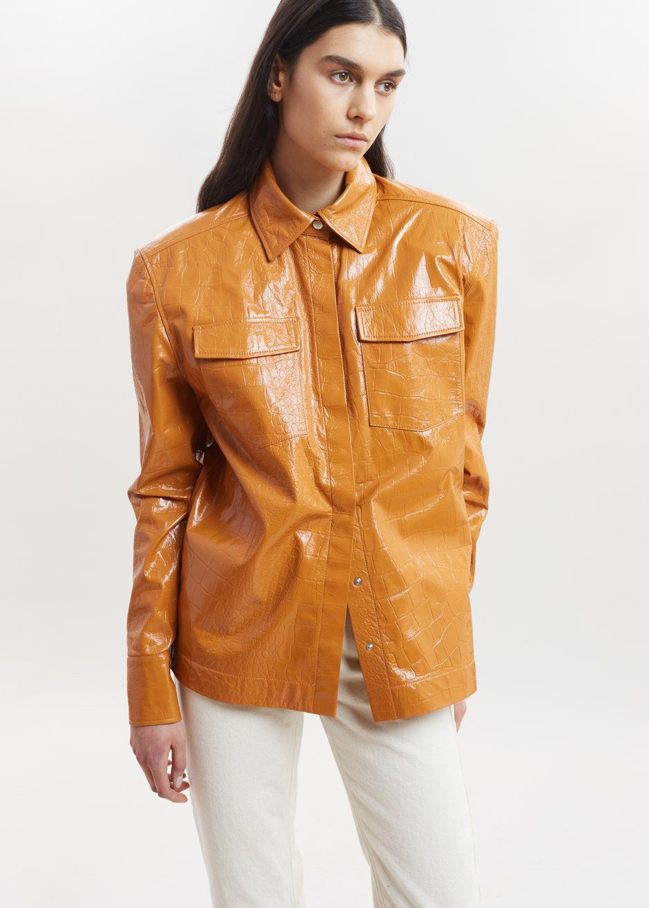 REMAIN Carina Leather Shirt - Topaz - 1