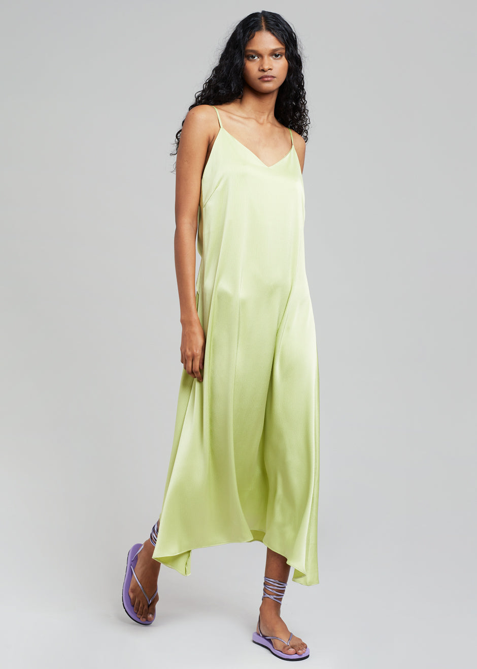 Cordelia Satin Dress - Lime - 3