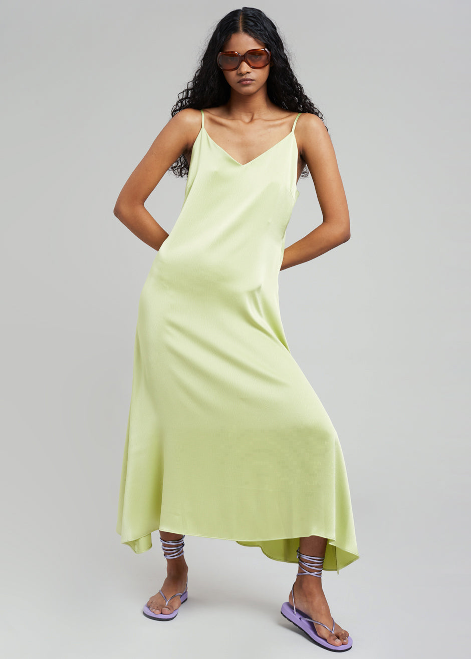 Cordelia Satin Dress - Lime - 4