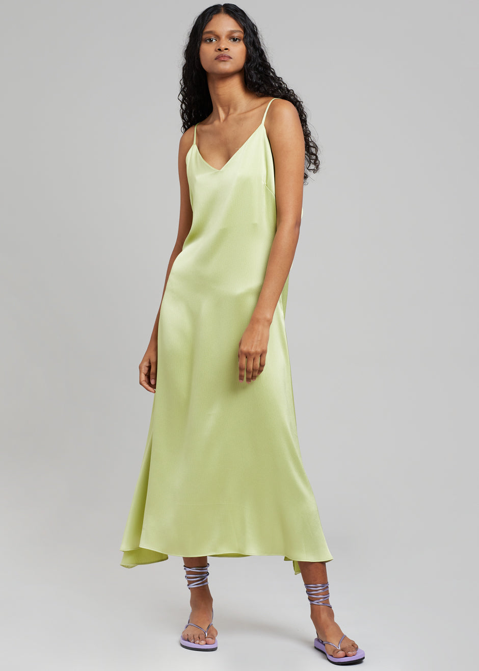Cordelia Satin Dress - Lime - 1