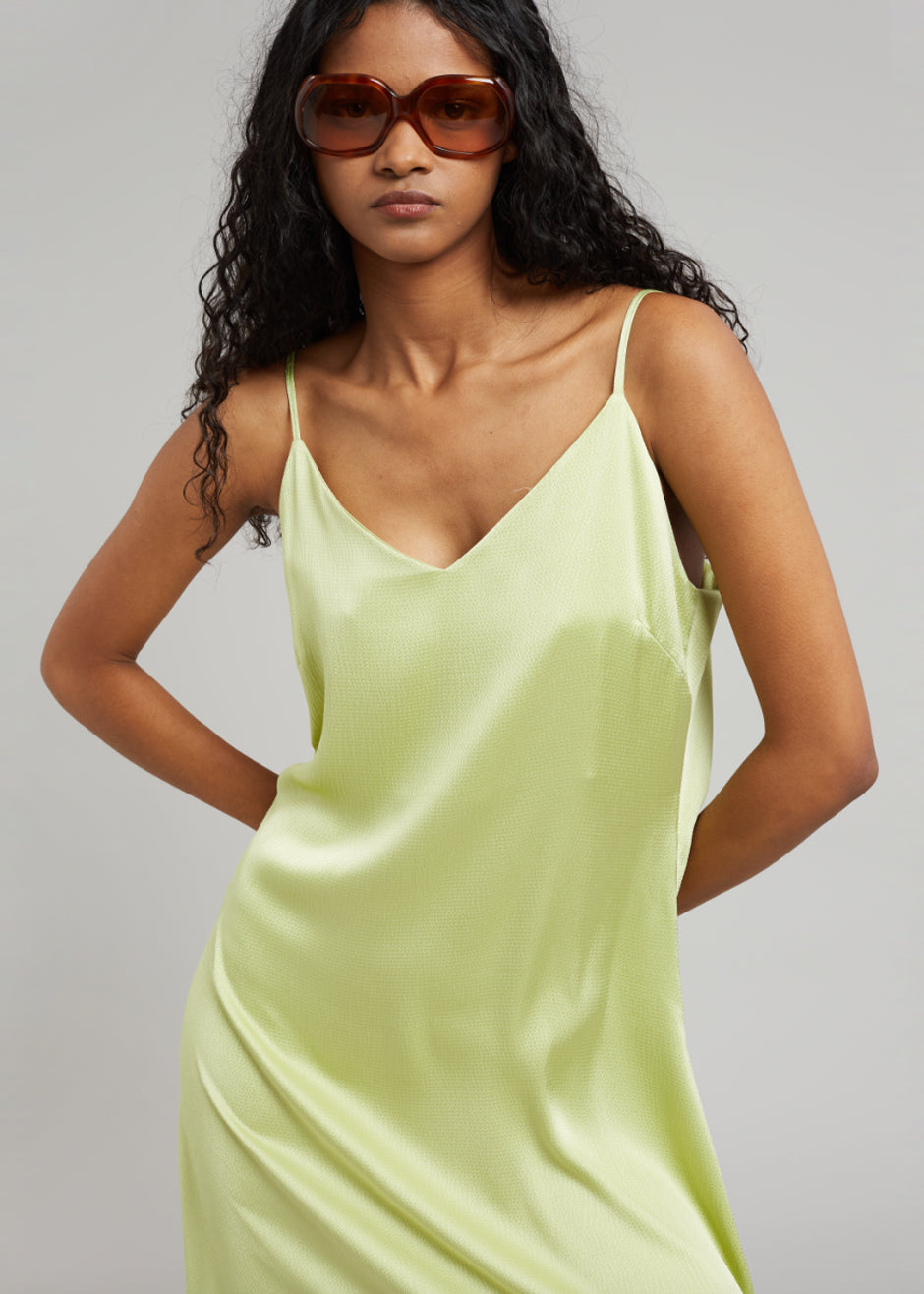 Cordelia Satin Dress - Lime - 2