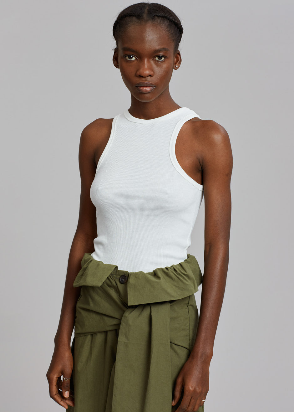 White Eva padded-shoulder organic-cotton tank top, The Frankie Shop