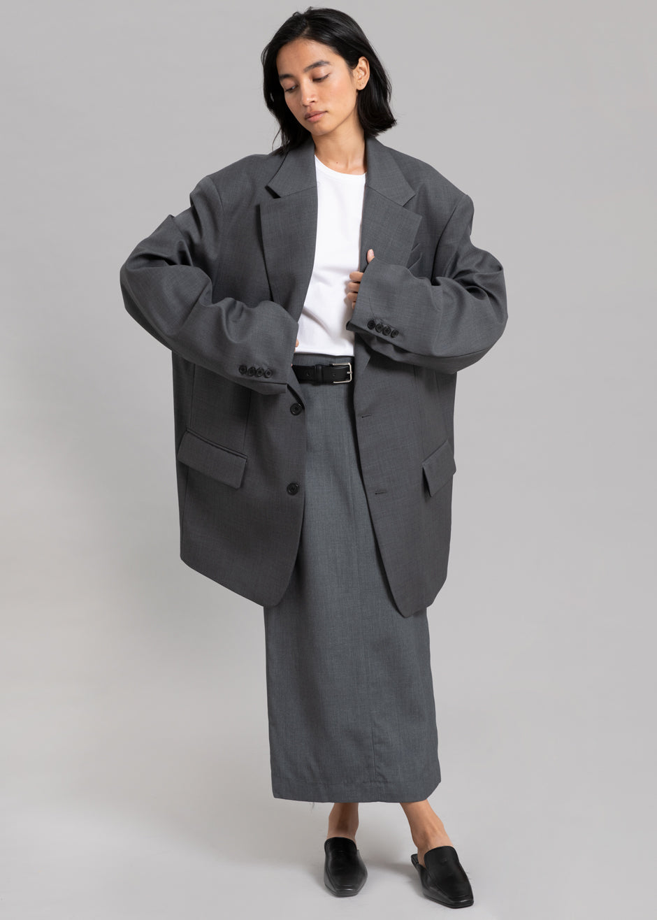 Dee Maxi Oversized Blazer - Charcoal – The Frankie Shop