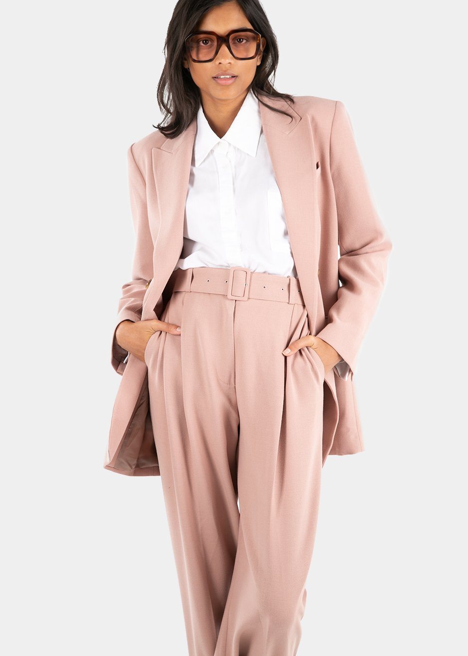 Elvira Belted Suit Pants - Pink - 4