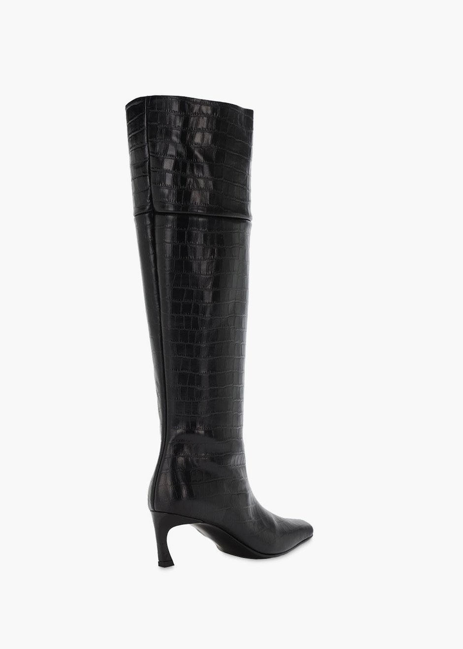 Reike Nen Embossed Leather Tall Boots - Black - 4