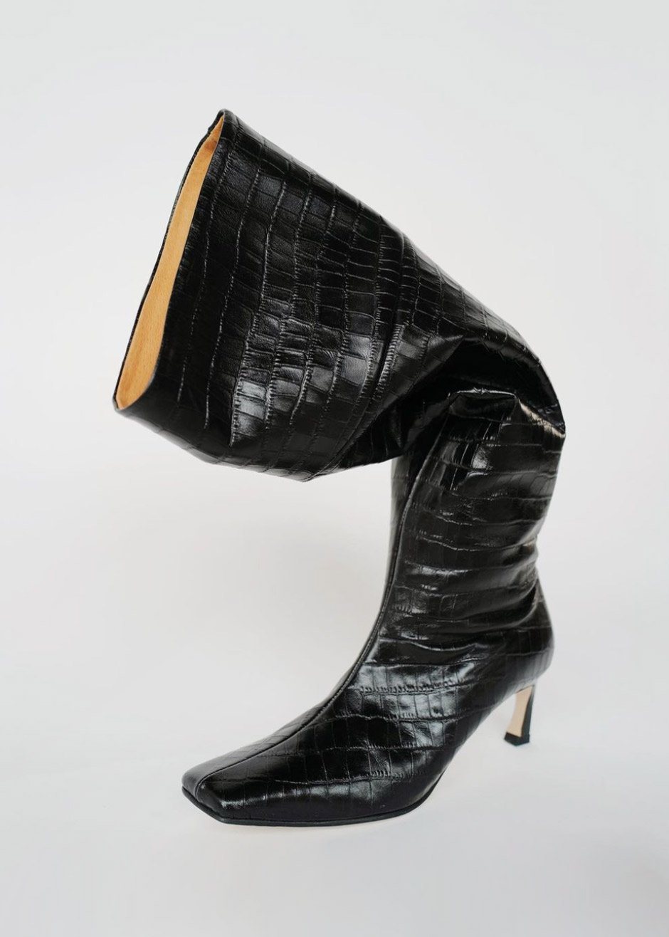 Reike Nen Embossed Leather Tall Boots - Black - 3