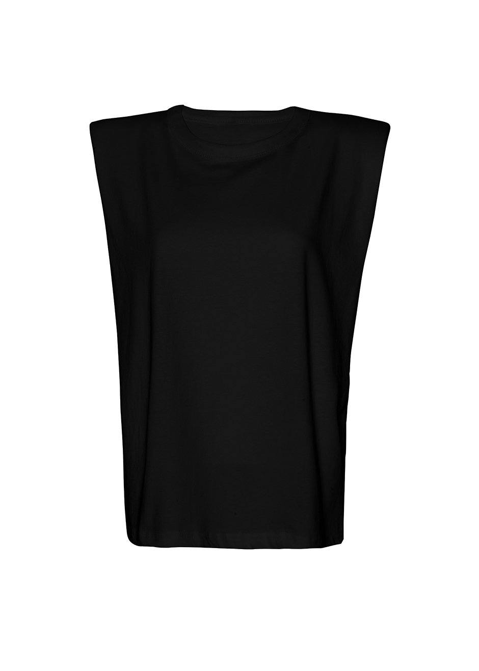 Shoulder Padded T-shirt Black