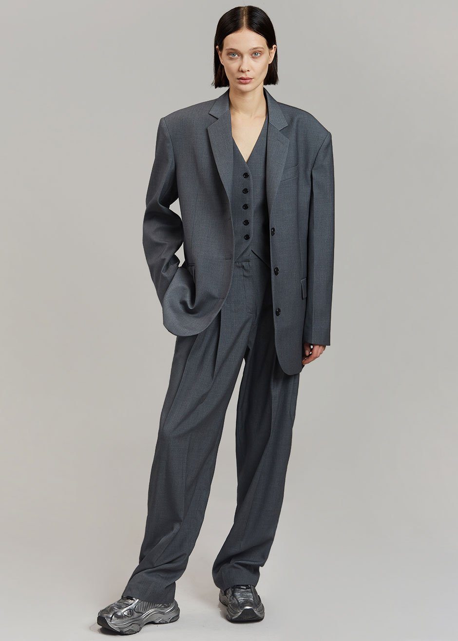 Shop the look image for Gelso Oversized Blazer - Dark Grey Melange