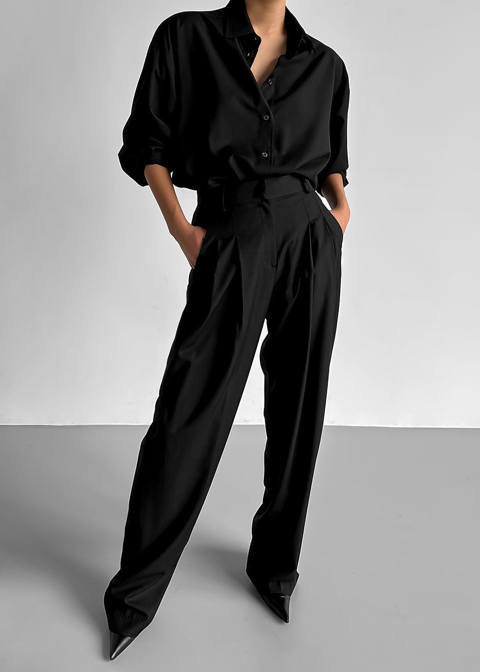 Gelso Pleated Trousers - Black