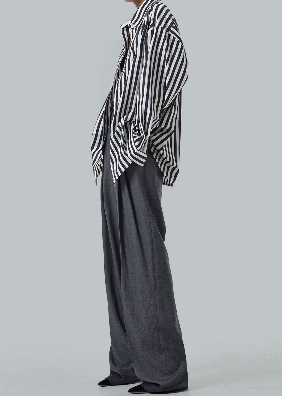 Gelso Pleated Trousers - Dark Grey Melange - 10