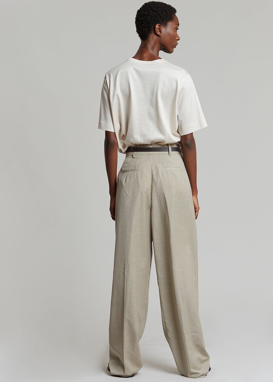 Gelso Pleated Trousers - Light Taupe Melange - 30