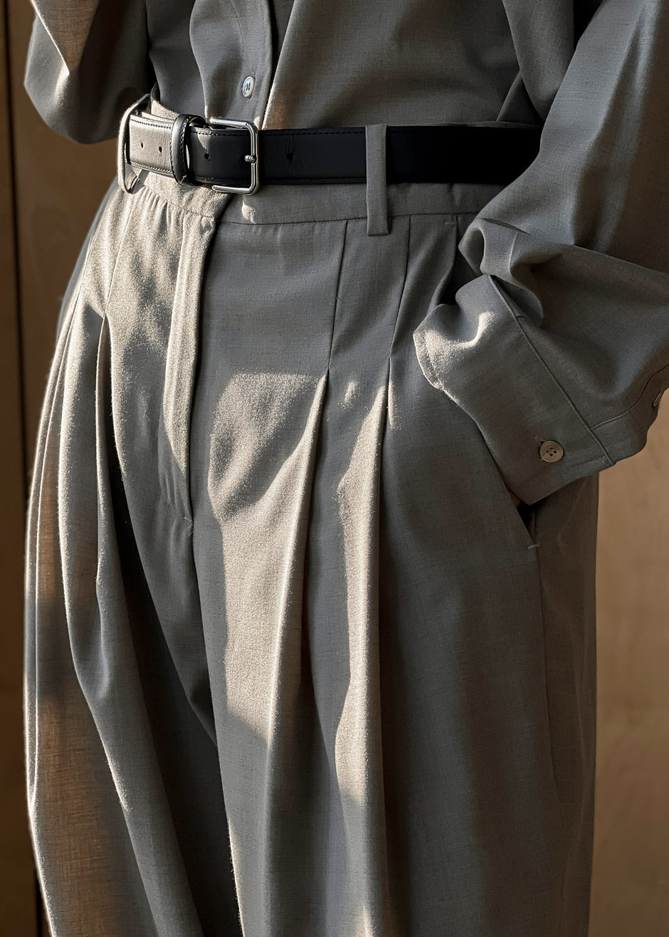 Gelso Pleated Trousers - Light Taupe Melange - 11