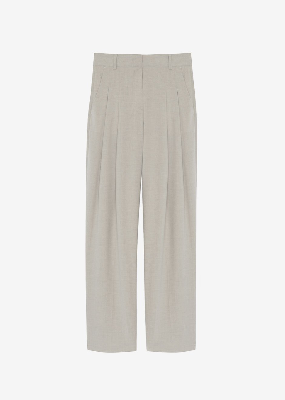 Gelso Pleated Trousers - Light Taupe Melange - 31