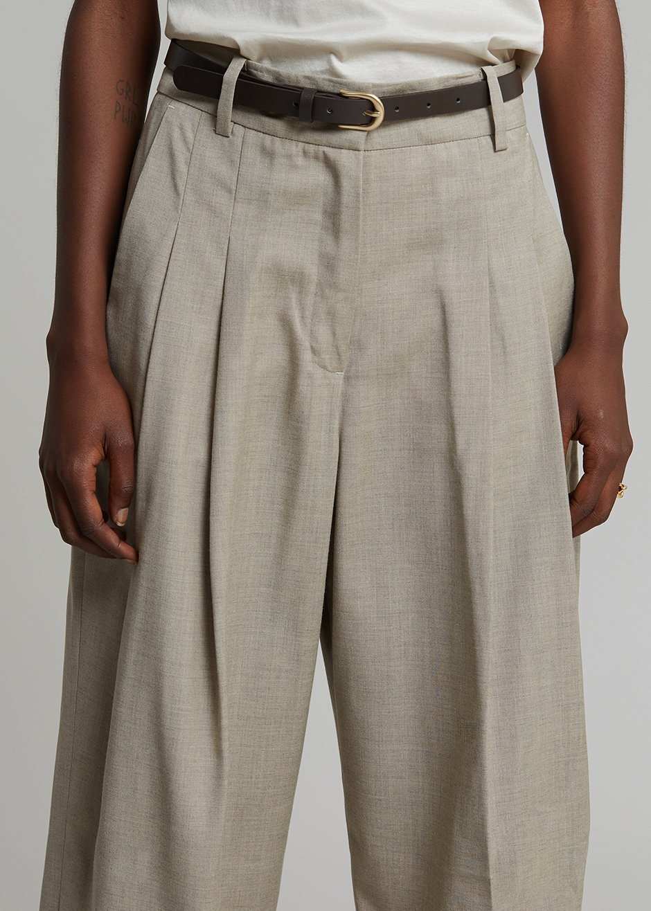 Gelso Pleated Trousers - Light Taupe Melange - 8