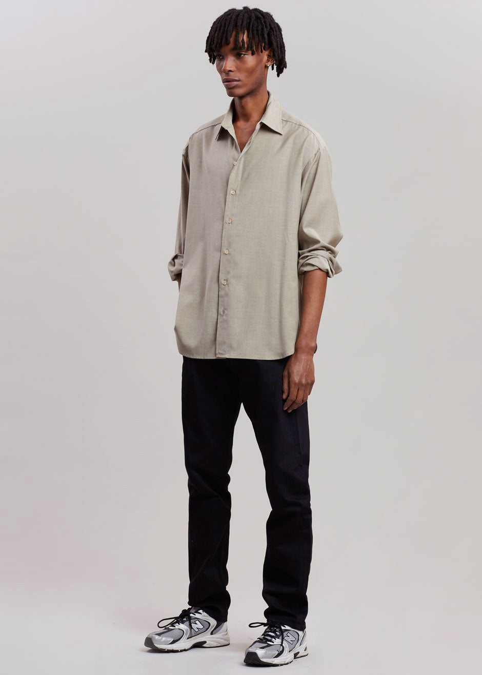 Gelso Shirt - Light Taupe Melange - 8 - Gelso Shirt - Taupe Melange Shirt The Frankie Shop [gender-male]