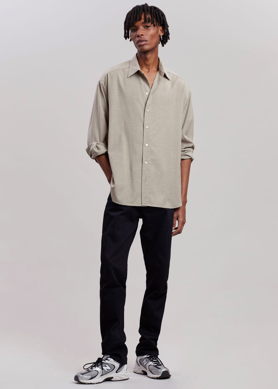 Gelso Shirt - Light Taupe Melange - 11 - Gelso Shirt - Taupe Melange Shirt The Frankie Shop [gender-male]