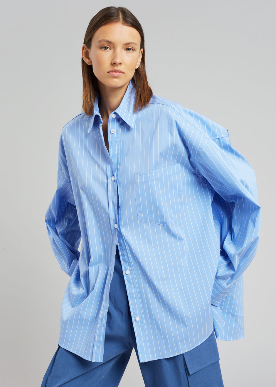 Georgia Pinstripe Shirt - Light Blue - 1